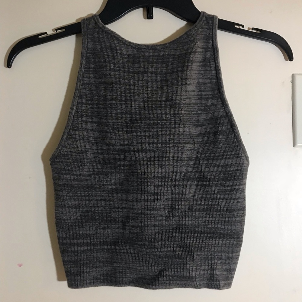 hollister grey cropped knit tank